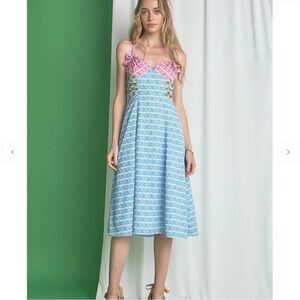 Tuckernuck English Factory PRINTED SATIN DRESS Size L